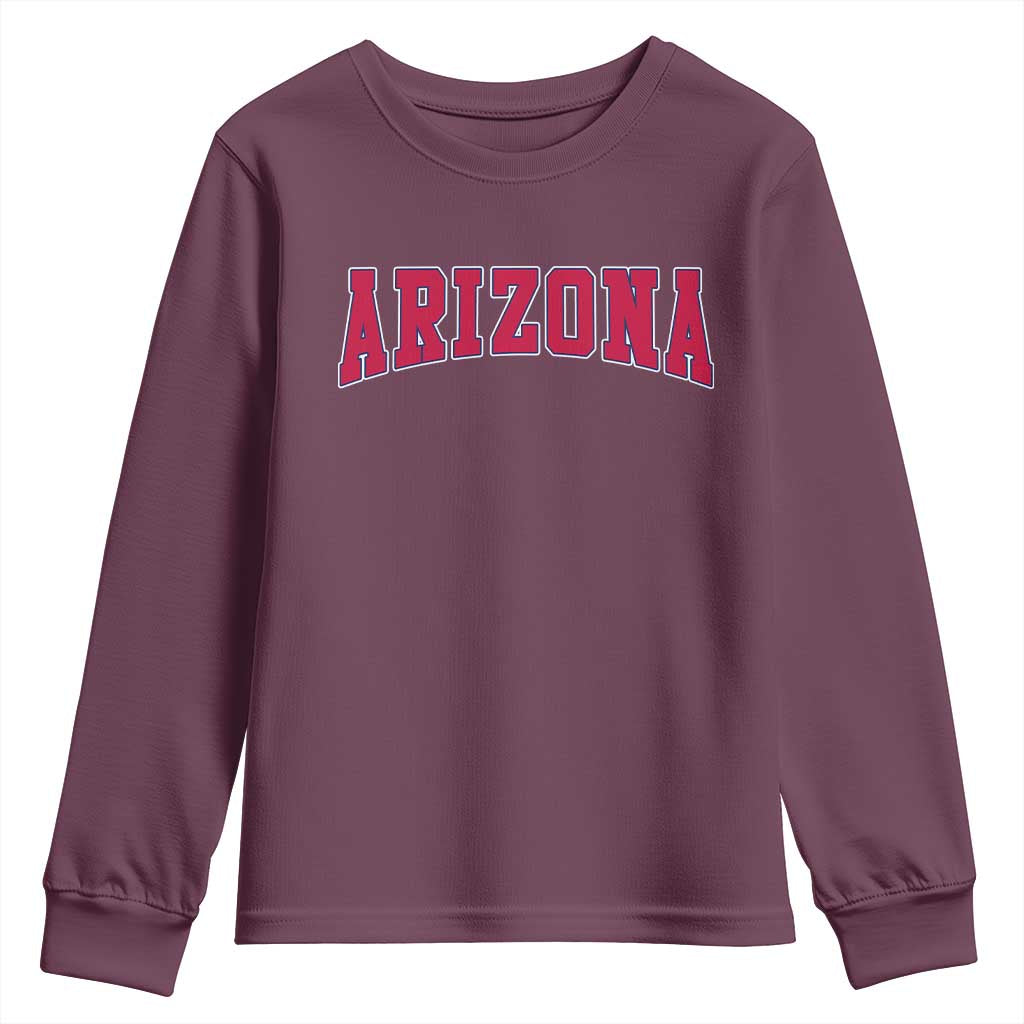 Arizona Sports Fan Vintage Bold Throwback AZ State Youth Sweatshirt TS11 Maroon Print Your Wear