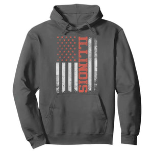 Illinois Pride Hoodie Vintage American Flag Distressed Varsity Aesthetic Letters IL State TS11 Dark Heather Print Your Wear