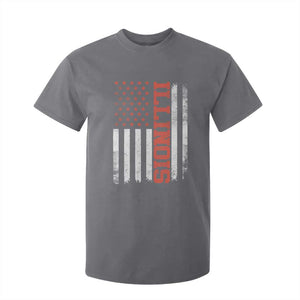 Illinois Pride T Shirt For Kid Vintage American Flag Distressed Varsity Aesthetic Letters IL State TS11 Charcoal Print Your Wear