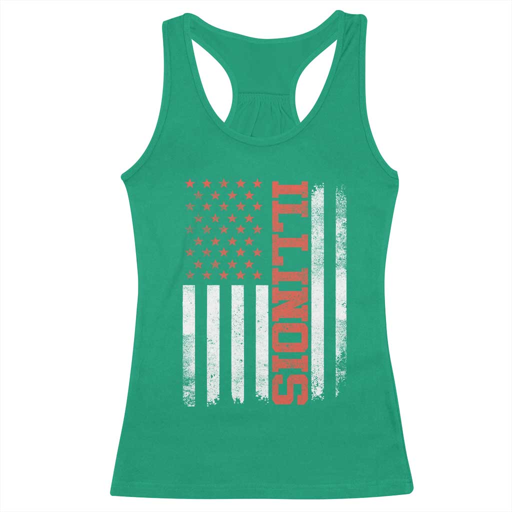Illinois Pride Racerback Tank Top Vintage American Flag Distressed Varsity Aesthetic Letters IL State TS11 Irish Green Print Your Wear