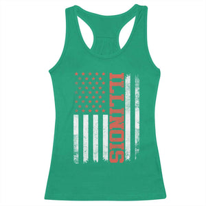 Illinois Pride Racerback Tank Top Vintage American Flag Distressed Varsity Aesthetic Letters IL State TS11 Irish Green Print Your Wear