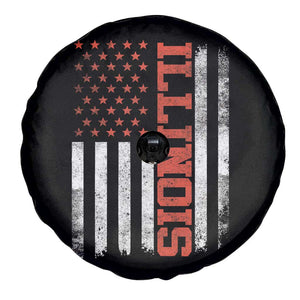 Illinois Pride Spare Tire Cover Vintage American Flag Distressed Varsity Aesthetic Letters IL State TS11 Print Your Wear