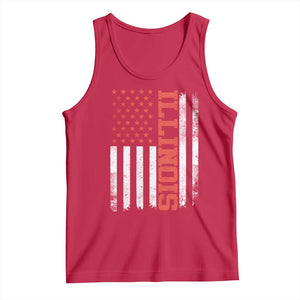 Illinois Pride Tank Top Vintage American Flag Distressed Varsity Aesthetic Letters IL State TS11 Red Print Your Wear