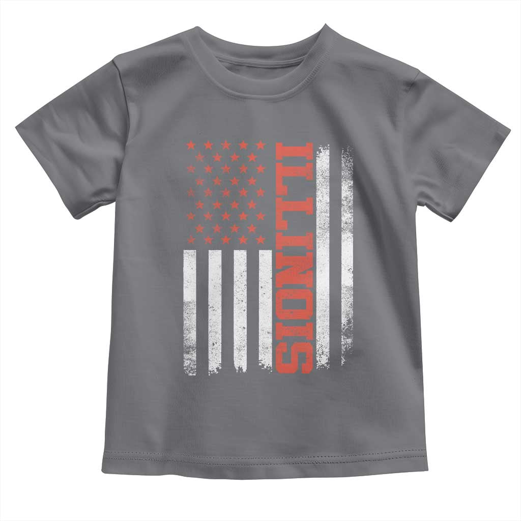 Illinois Pride Toddler T Shirt Vintage American Flag Distressed Varsity Aesthetic Letters IL State TS11 Charcoal Print Your Wear
