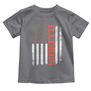 Illinois Pride Toddler T Shirt Vintage American Flag Distressed Varsity Aesthetic Letters IL State TS11 Charcoal Print Your Wear