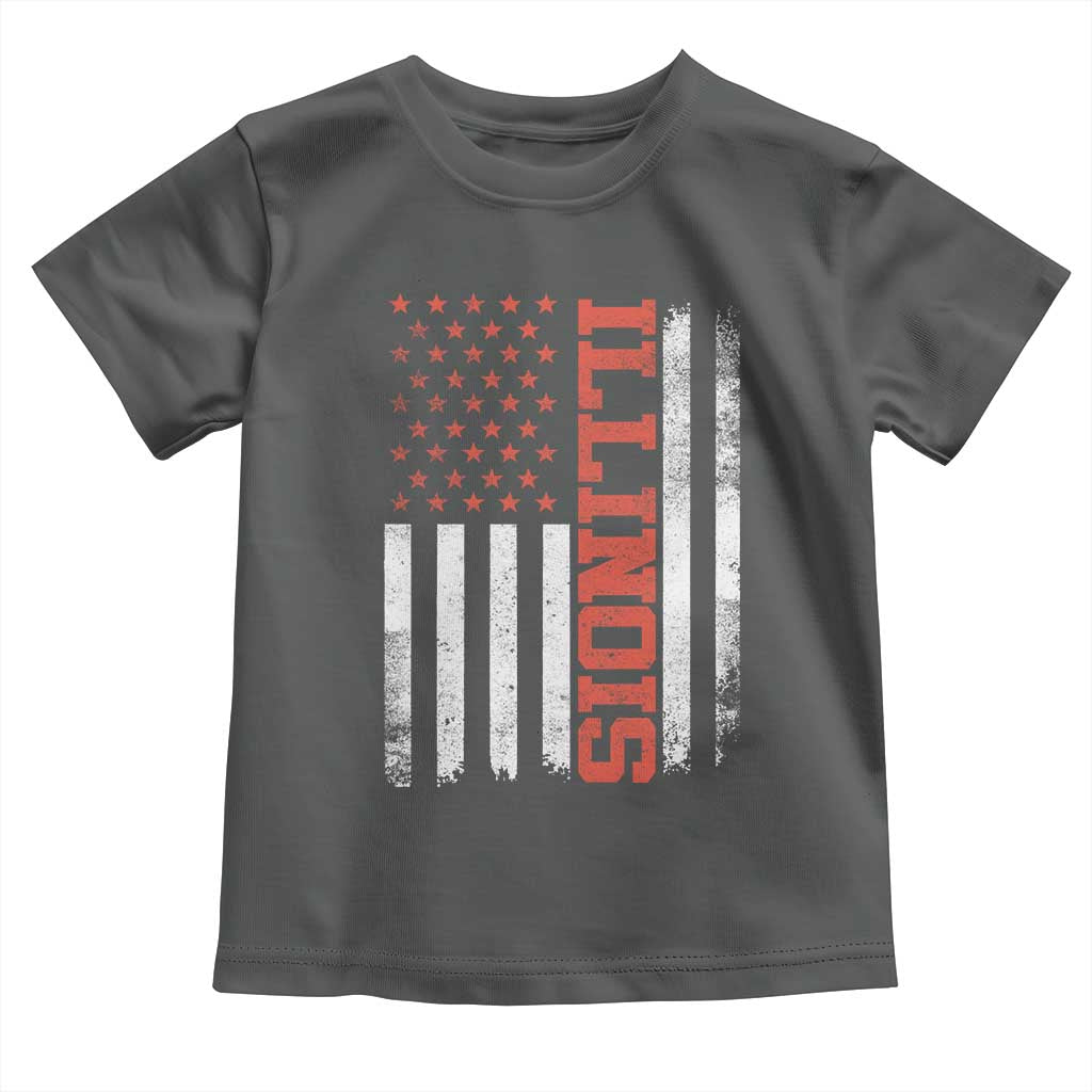 Illinois Pride Toddler T Shirt Vintage American Flag Distressed Varsity Aesthetic Letters IL State TS11 Dark Heather Print Your Wear