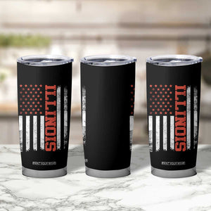 Illinois Pride Tumbler Cup Vintage American Flag Distressed Varsity Aesthetic Letters IL State TS11 Print Your Wear
