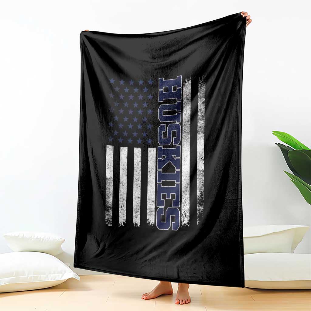 Husky Lover Sports Varsity Aesthetic Letters Vintage American Flag Throw Blanket TS11 Print Your Wear