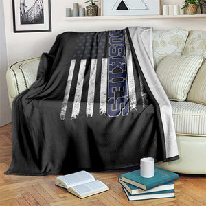 Husky Lover Sports Varsity Aesthetic Letters Vintage American Flag Throw Blanket TS11 Print Your Wear