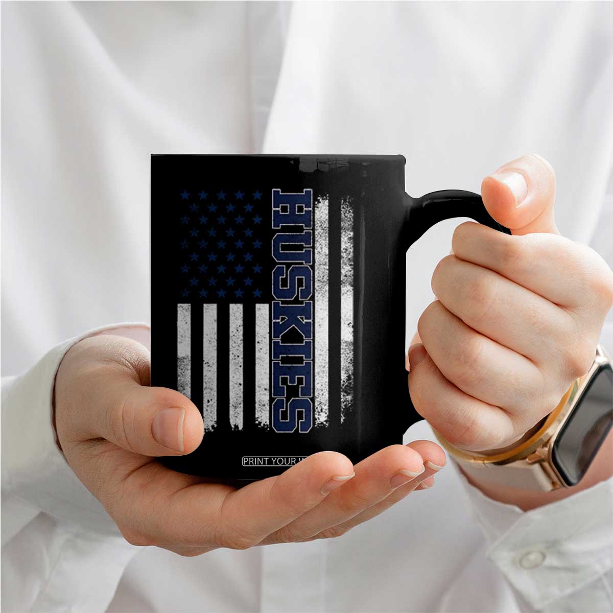 Husky Lover Sports Varsity Aesthetic Letters Vintage American Flag Coffee Mug TS11 Print Your Wear