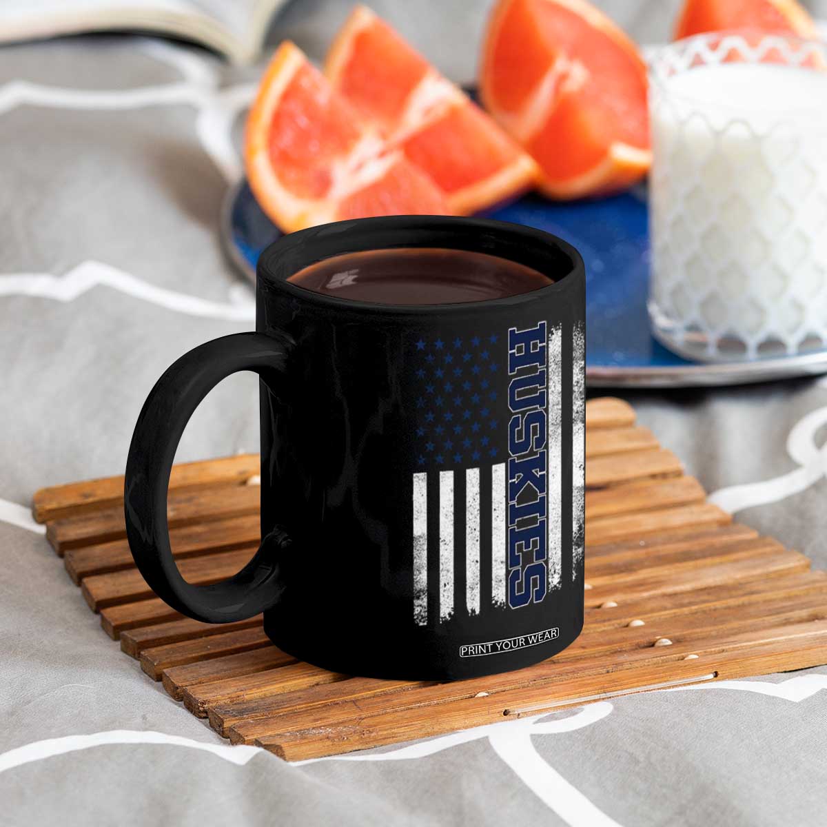 Husky Lover Sports Varsity Aesthetic Letters Vintage American Flag Coffee Mug TS11 Print Your Wear