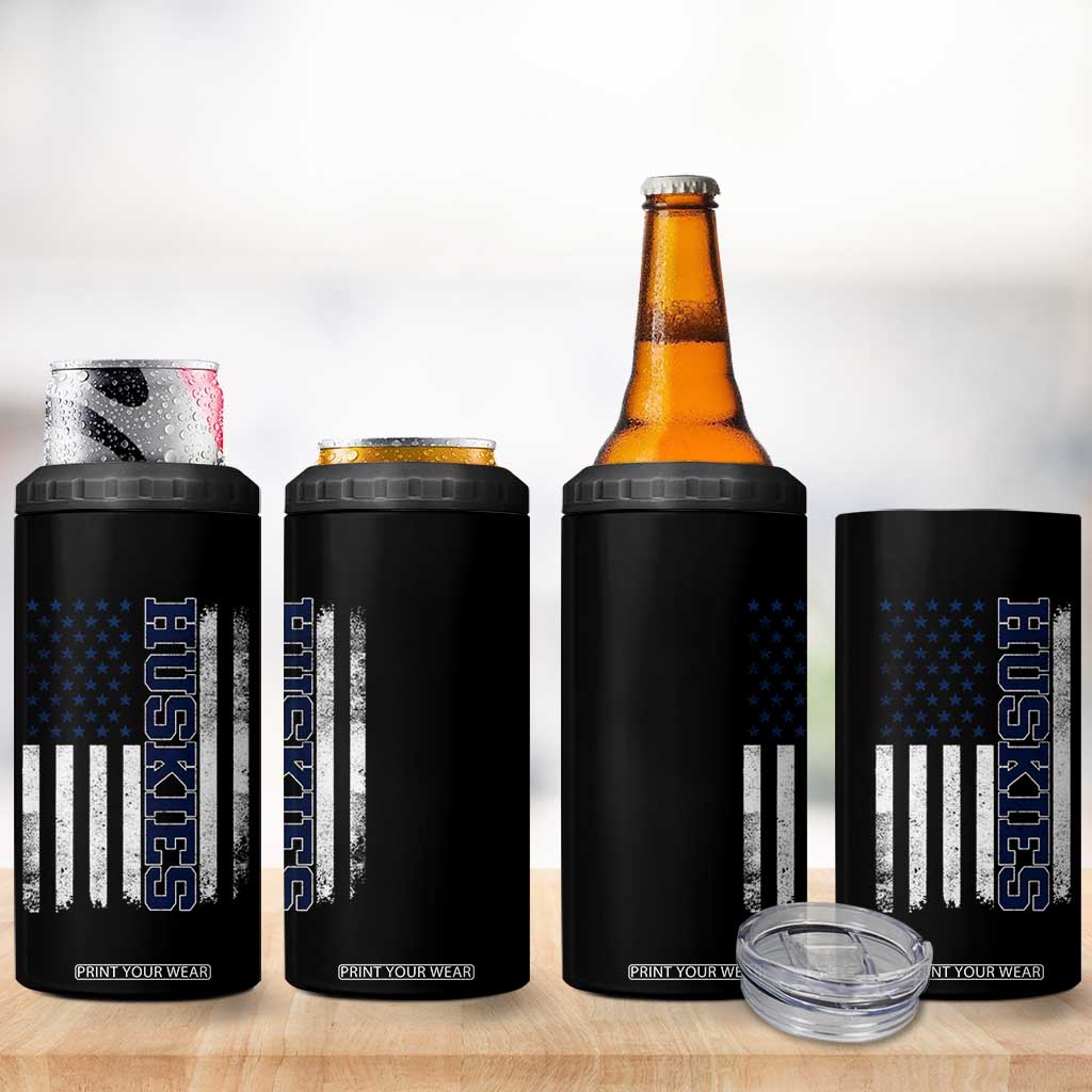 Husky Lover Sports Varsity Aesthetic Letters Vintage American Flag 4 in 1 Can Cooler Tumbler TS11 Print Your Wear