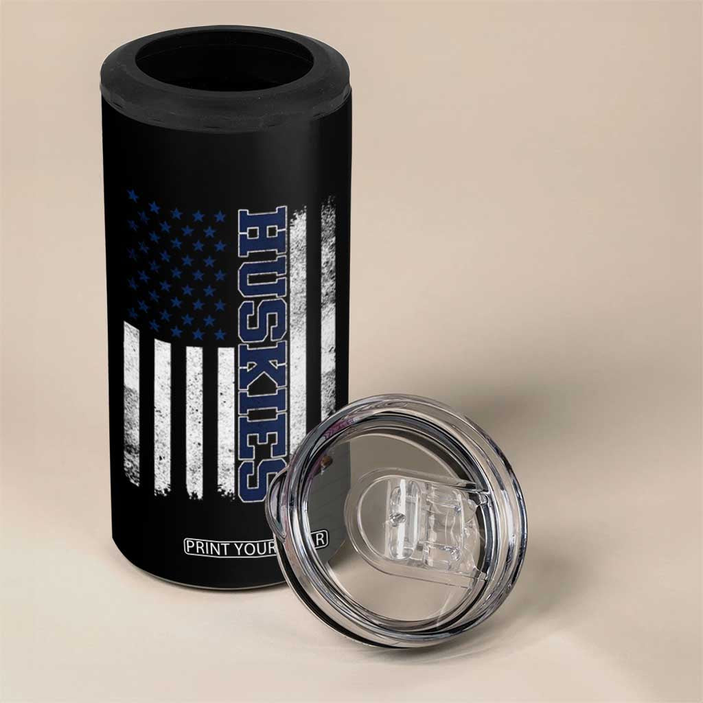 Husky Lover Sports Varsity Aesthetic Letters Vintage American Flag 4 in 1 Can Cooler Tumbler TS11 Print Your Wear