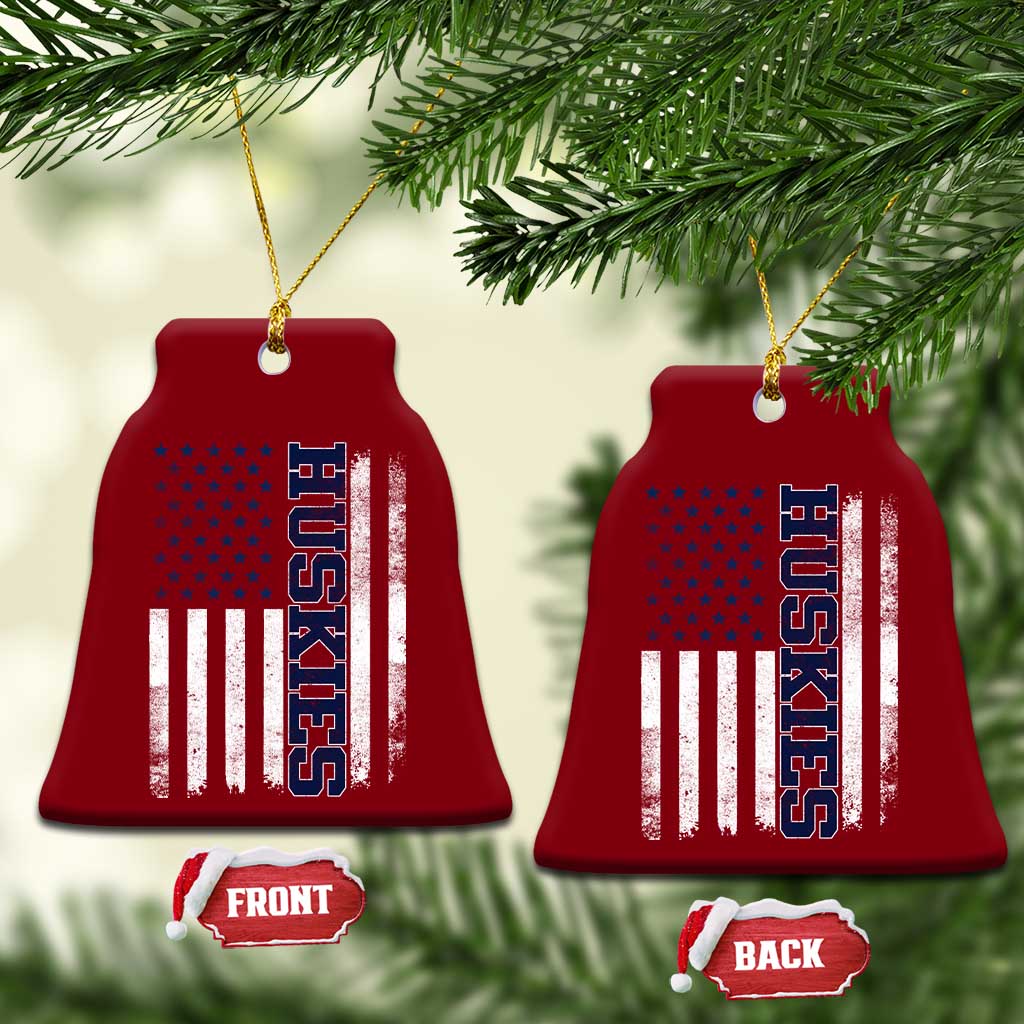 Husky Lover Sports Varsity Aesthetic Letters Vintage American Flag Ceramic Ornament TS11 Print Your Wear