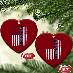 Husky Lover Sports Varsity Aesthetic Letters Vintage American Flag Ceramic Ornament TS11 Print Your Wear