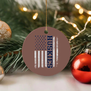 Husky Lover Sports Varsity Aesthetic Letters Vintage American Flag Ceramic Ornament TS11 1pc Mocha Print Your Wear