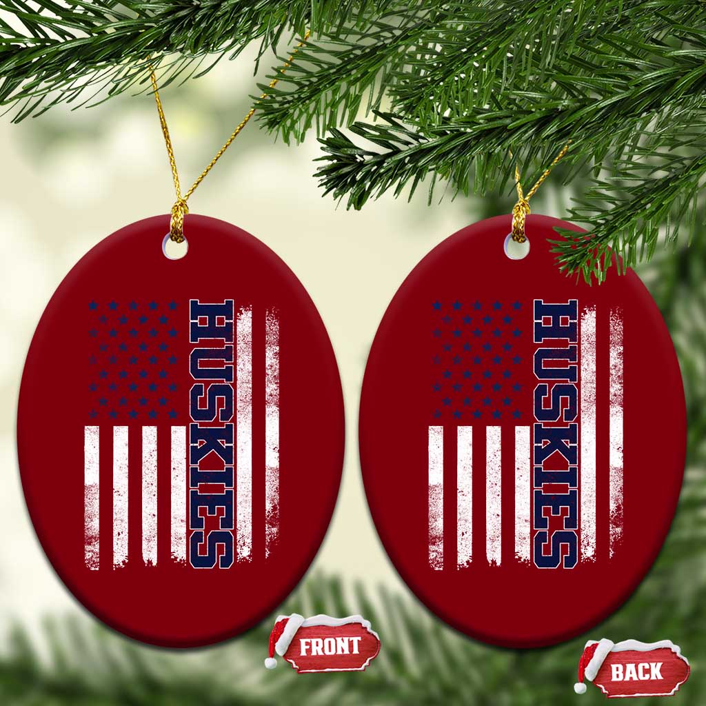 Husky Lover Sports Varsity Aesthetic Letters Vintage American Flag Ceramic Ornament TS11 Print Your Wear