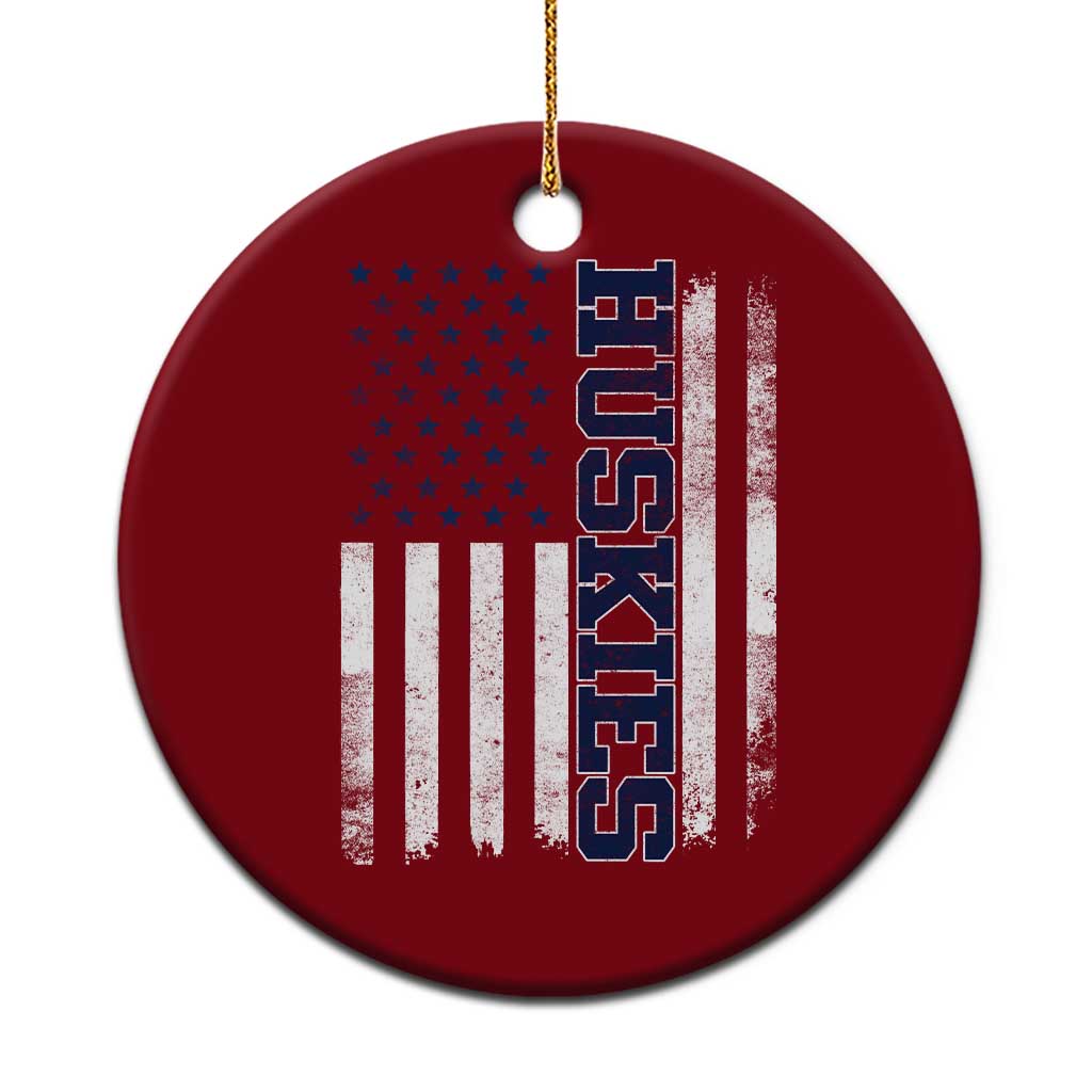 Husky Lover Sports Varsity Aesthetic Letters Vintage American Flag Ceramic Ornament TS11 1pc Red Print Your Wear
