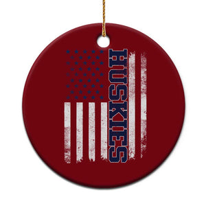 Husky Lover Sports Varsity Aesthetic Letters Vintage American Flag Ceramic Ornament TS11 1pc Red Print Your Wear