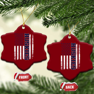 Husky Lover Sports Varsity Aesthetic Letters Vintage American Flag Ceramic Ornament TS11 Print Your Wear