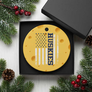 Husky Lover Sports Varsity Aesthetic Letters Vintage American Flag Ceramic Ornament TS11 1pc Yellow Cheese Print Your Wear