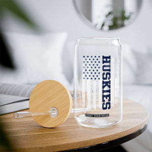 Husky Lover Sports Varsity Aesthetic Letters Vintage American Flag Glass Can TS11 Print Your Wear