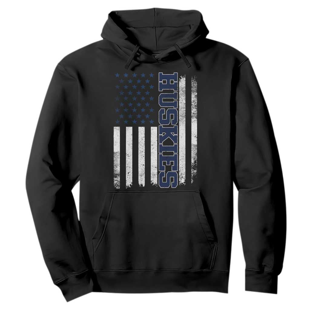 Husky Lover Sports Varsity Aesthetic Letters Vintage American Flag Hoodie TS11 Black Print Your Wear