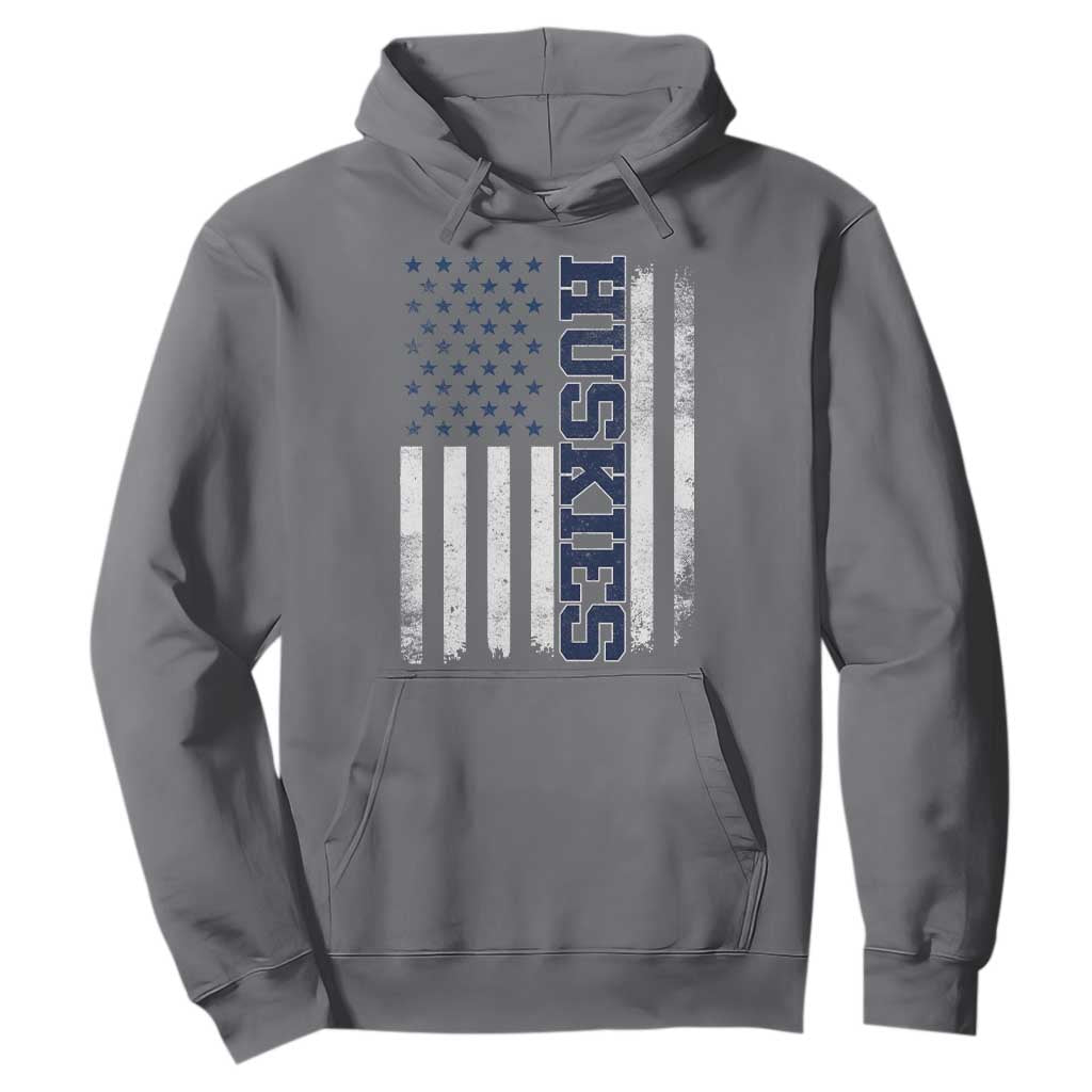 Husky Lover Sports Varsity Aesthetic Letters Vintage American Flag Hoodie TS11 Charcoal Print Your Wear