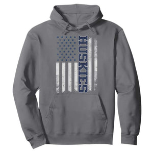Husky Lover Sports Varsity Aesthetic Letters Vintage American Flag Hoodie TS11 Charcoal Print Your Wear