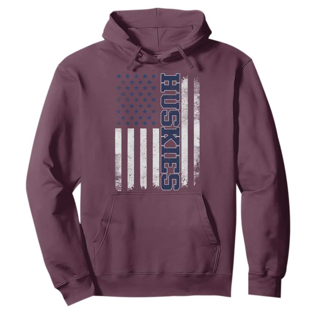 Husky Lover Sports Varsity Aesthetic Letters Vintage American Flag Hoodie TS11 Maroon Print Your Wear