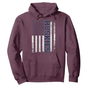 Husky Lover Sports Varsity Aesthetic Letters Vintage American Flag Hoodie TS11 Maroon Print Your Wear