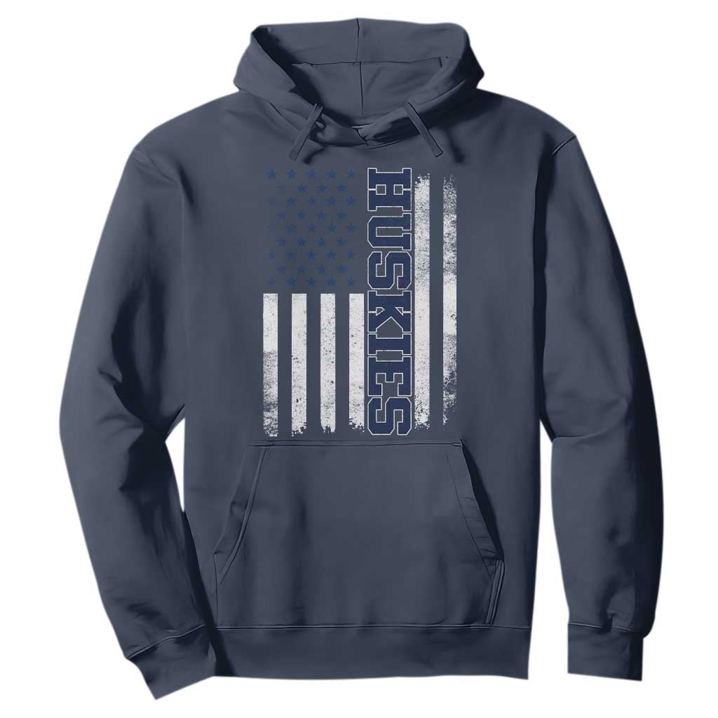 Husky Lover Sports Varsity Aesthetic Letters Vintage American Flag Hoodie TS11 Navy Print Your Wear
