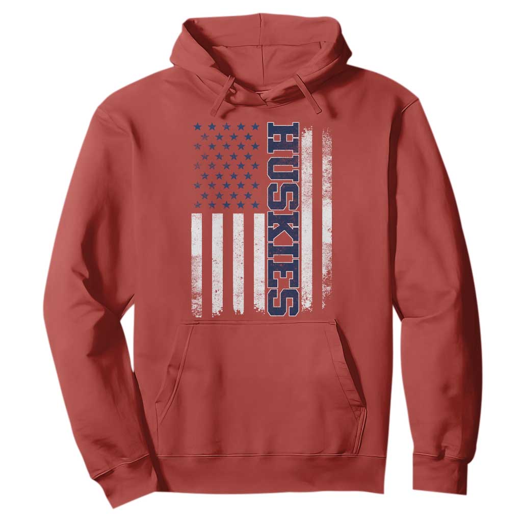 Husky Lover Sports Varsity Aesthetic Letters Vintage American Flag Hoodie TS11 Red Print Your Wear