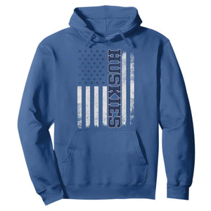 Husky Lover Sports Varsity Aesthetic Letters Vintage American Flag Hoodie TS11 Royal Blue Print Your Wear