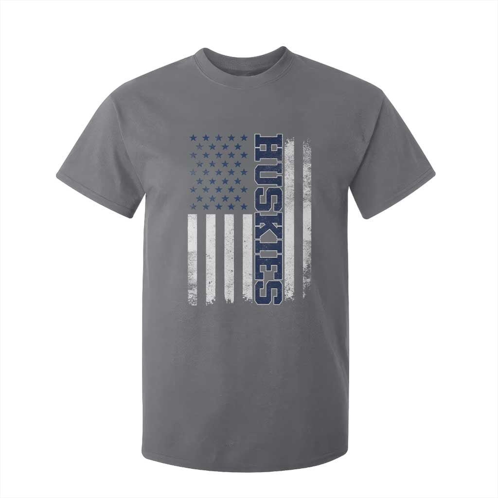 Husky Lover Sports Varsity Aesthetic Letters Vintage American Flag T Shirt For Kid TS11 Charcoal Print Your Wear
