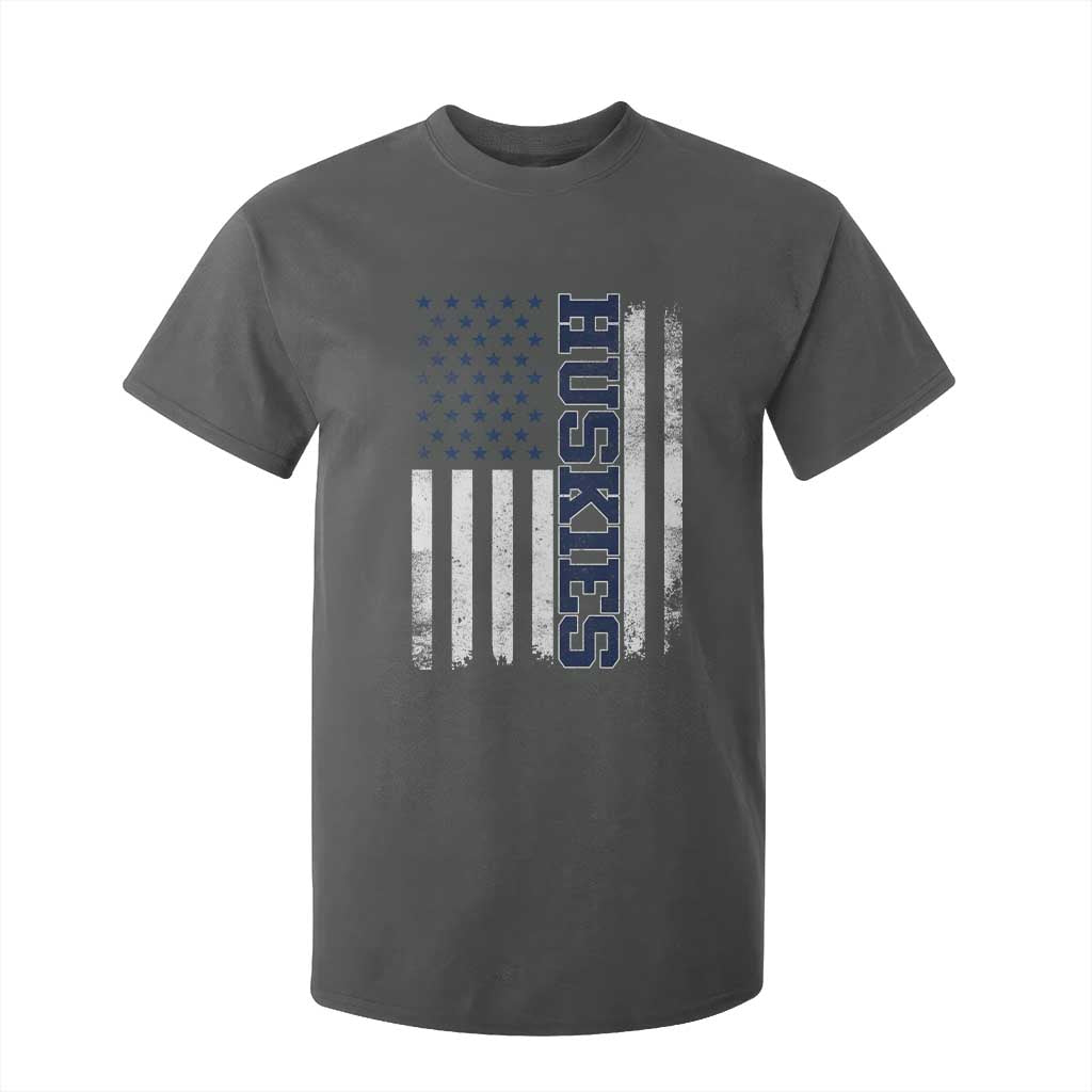 Husky Lover Sports Varsity Aesthetic Letters Vintage American Flag T Shirt For Kid TS11 Dark Heather Print Your Wear