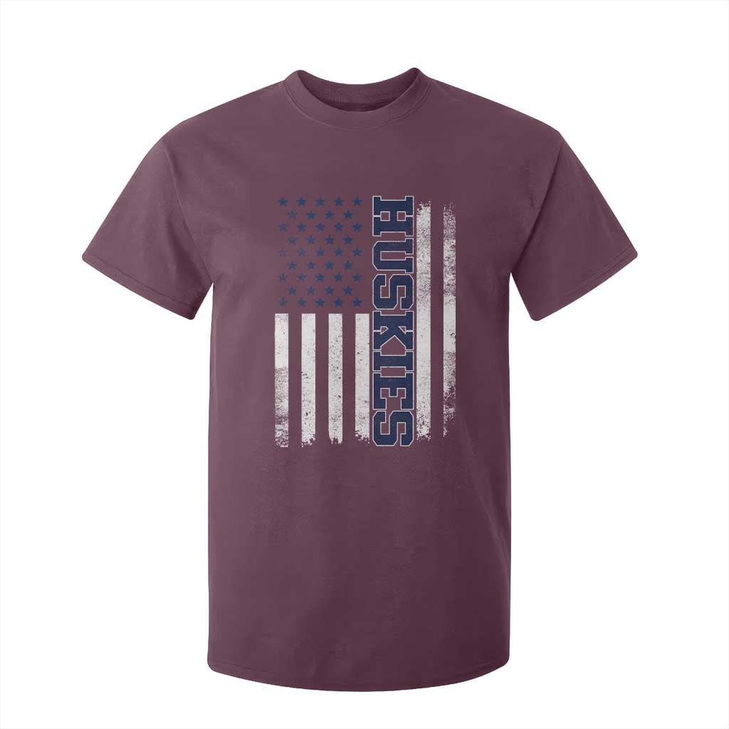 Husky Lover Sports Varsity Aesthetic Letters Vintage American Flag T Shirt For Kid TS11 Maroon Print Your Wear