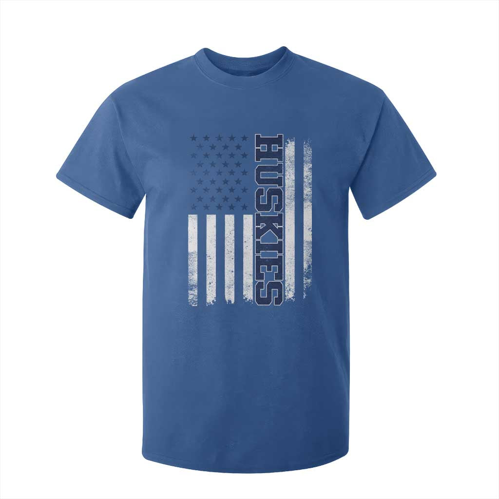 Husky Lover Sports Varsity Aesthetic Letters Vintage American Flag T Shirt For Kid TS11 Royal Blue Print Your Wear