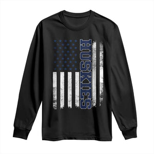 Husky Lover Sports Varsity Aesthetic Letters Vintage American Flag Long Sleeve Shirt TS11 Black Print Your Wear