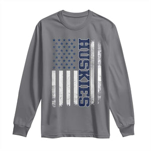 Husky Lover Sports Varsity Aesthetic Letters Vintage American Flag Long Sleeve Shirt TS11 Charcoal Print Your Wear