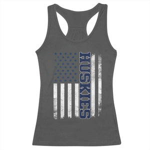 Husky Lover Sports Varsity Aesthetic Letters Vintage American Flag Racerback Tank Top TS11 Dark Heather Print Your Wear