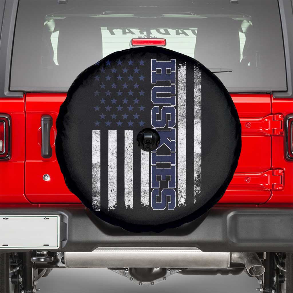 Husky Lover Sports Varsity Aesthetic Letters Vintage American Flag Spare Tire Cover TS11 Black Print Your Wear