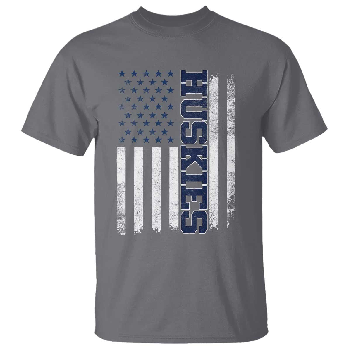 Husky Lover Sports Varsity Aesthetic Letters Vintage American Flag T Shirt TS11 Charcoal Print Your Wear