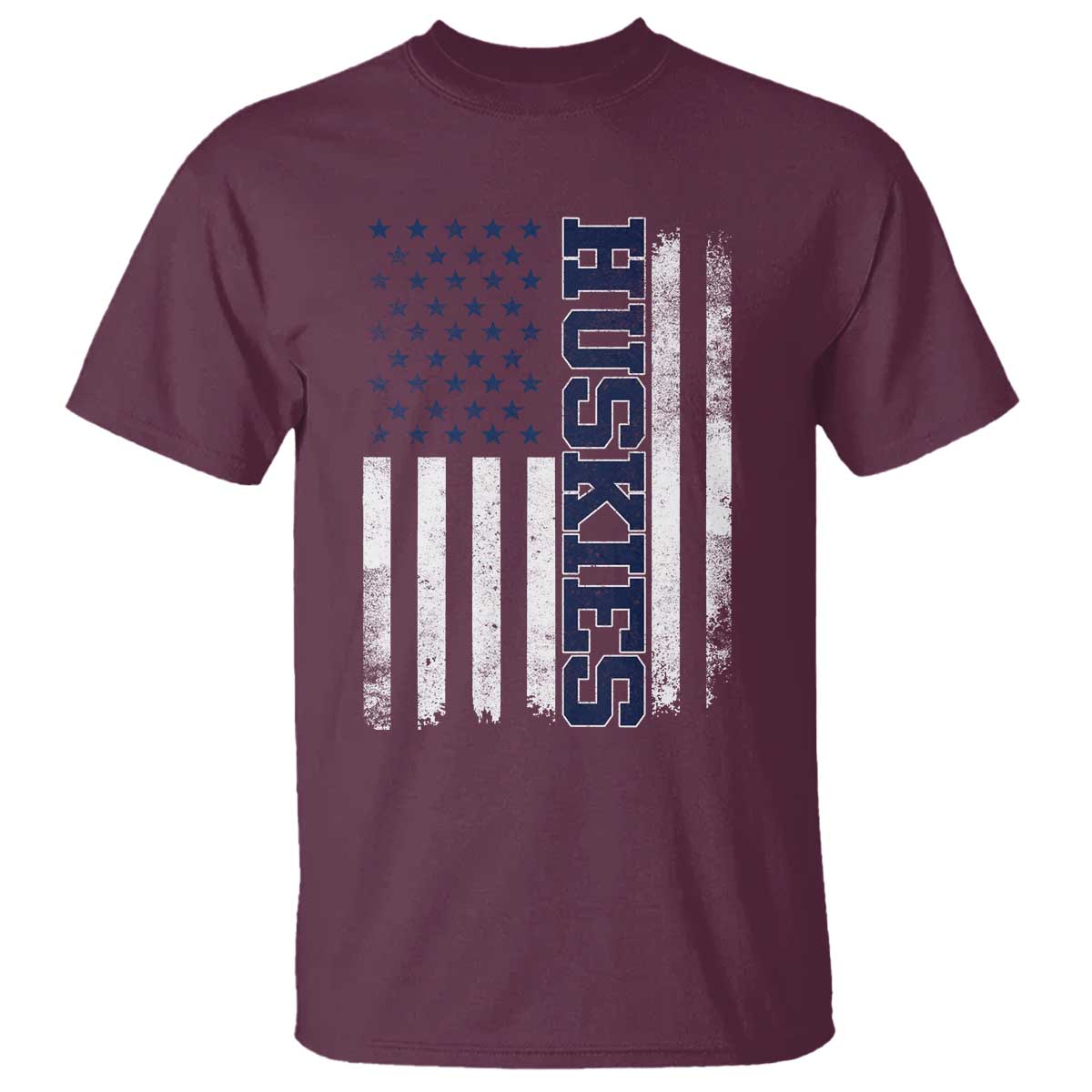 Husky Lover Sports Varsity Aesthetic Letters Vintage American Flag T Shirt TS11 Maroon Print Your Wear