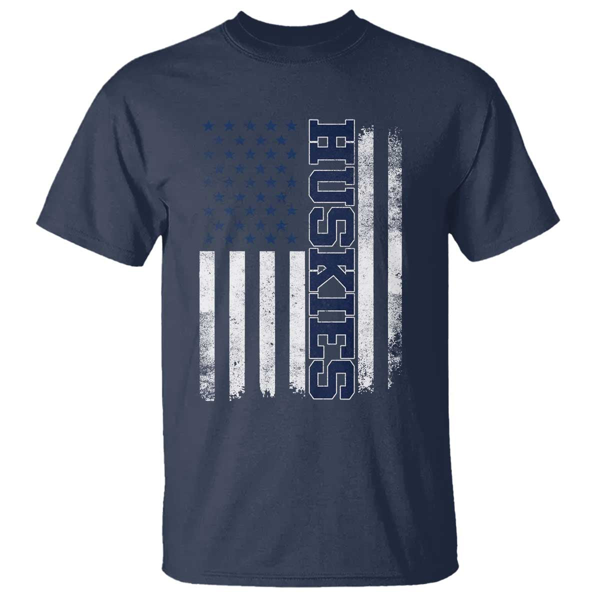 Husky Lover Sports Varsity Aesthetic Letters Vintage American Flag T Shirt TS11 Navy Print Your Wear