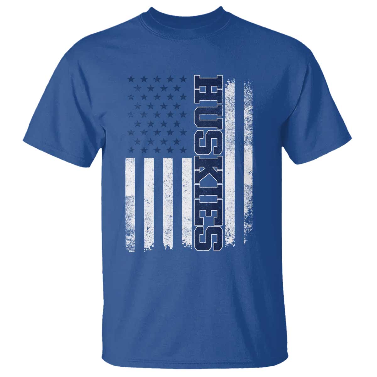 Husky Lover Sports Varsity Aesthetic Letters Vintage American Flag T Shirt TS11 Royal Blue Print Your Wear