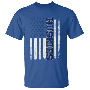 Husky Lover Sports Varsity Aesthetic Letters Vintage American Flag T Shirt TS11 Royal Blue Print Your Wear