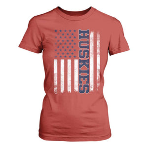 Husky Lover Sports Varsity Aesthetic Letters Vintage American Flag T Shirt For Women TS11 Red Print Your Wear
