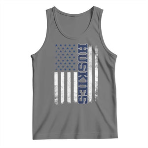 Husky Lover Sports Varsity Aesthetic Letters Vintage American Flag Tank Top TS11 Black Heather Print Your Wear