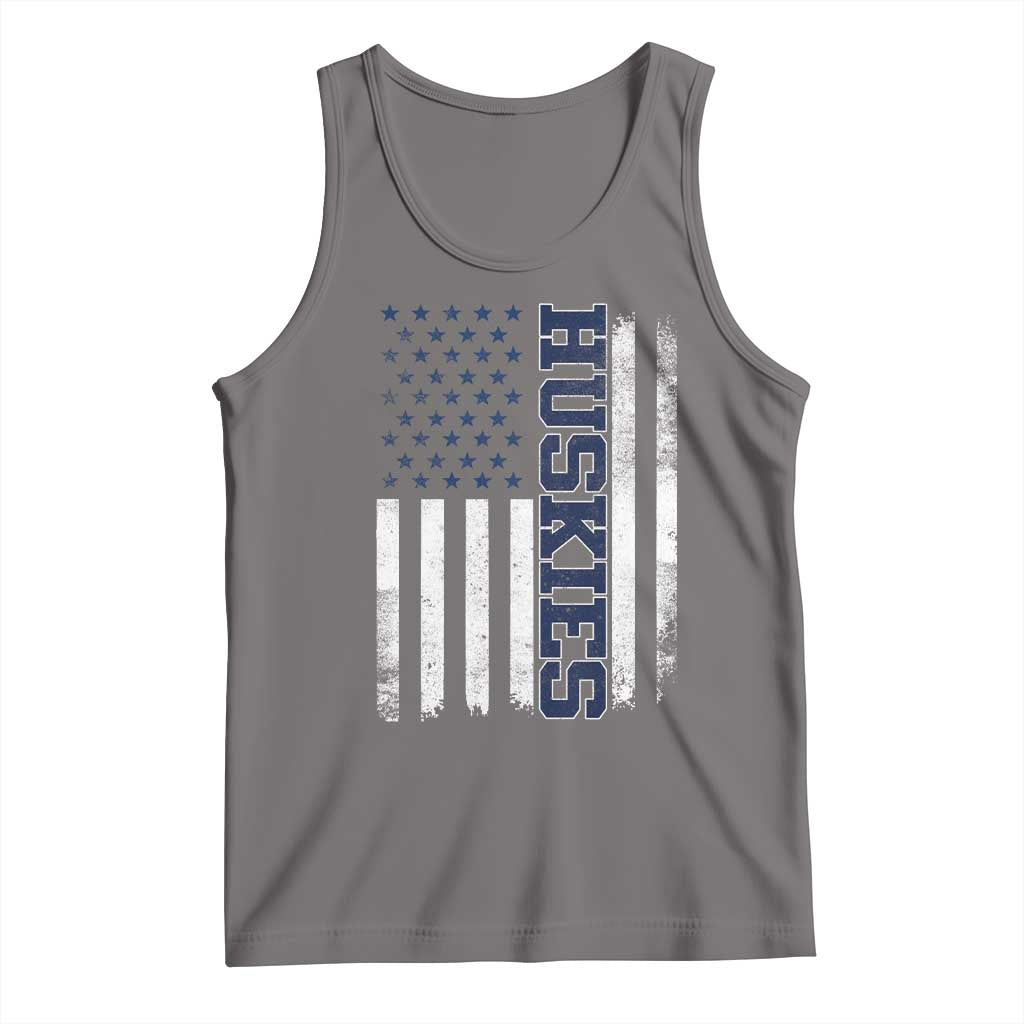 Husky Lover Sports Varsity Aesthetic Letters Vintage American Flag Tank Top TS11 Deep Heather Print Your Wear